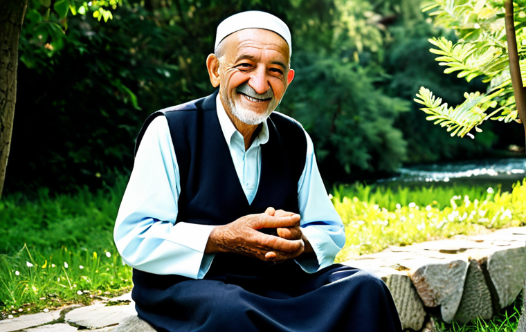 불교에서의 영적 멘토링 - A Wise Hodja**
* **Prompt:** A friendly, elderly Hodja (Turkish wise man/teacher) sitting in a se...