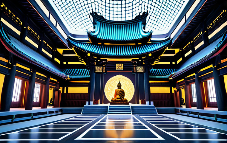 불교와 메타버스 - **VR Meditation in a Surreal Natural Oasis:**
"A person wearing sleek, modern VR goggles is depi... 불교와 메타버스 - **VR Meditation in a Surreal Natural Oasis:**
"A person wearing sleek, modern VR goggles is depi...