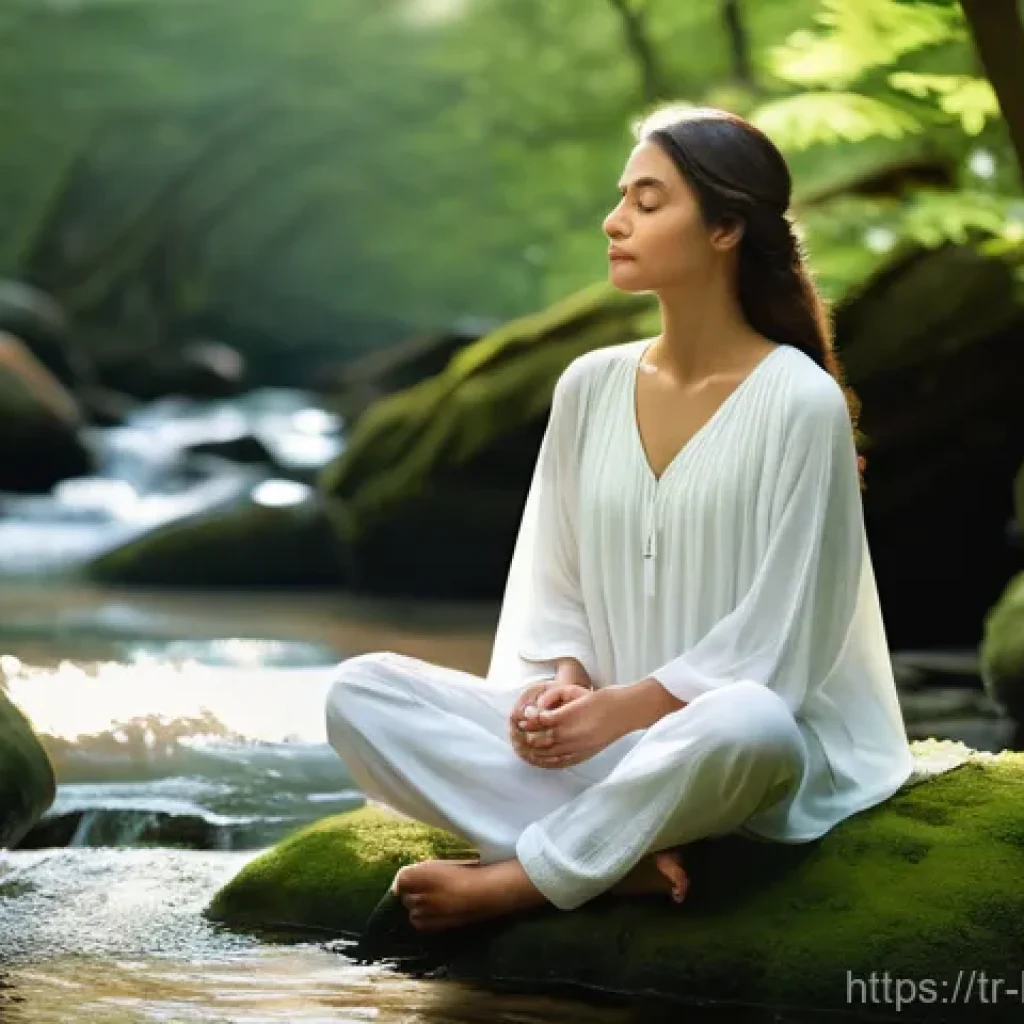 불교의 심리적 치유 - **Prompt 1: Serene Mindfulness in Nature**
    "A calm, contemplative young woman in a comfortable, ...