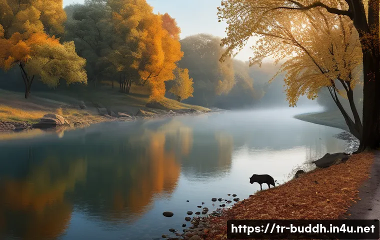 불교에서의 진화론적 관점 - **Prompt:** A serene, panoramic landscape depicting the "Dance of Change." In the foreground, a crys...